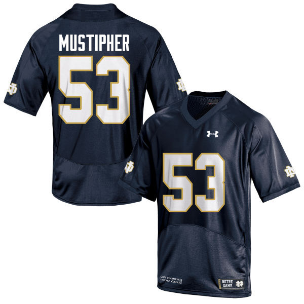 Men #53 Sam Mustipher Notre Dame Fighting Irish College Football Jerseys-Navy Blue